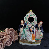 Thumbnail for Antique Victorian 1800s Staffordshire Flatback Figurine 3 Dancing Ladies 11