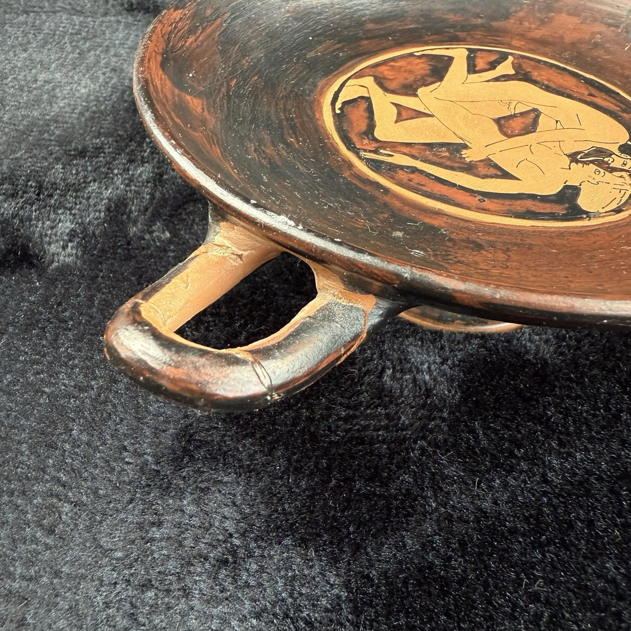 Ancient Greek Style Pottery Kylix Cup - Red-Figure "Real Copy" Signed by X. Sara13