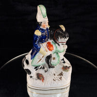 Thumbnail for 1800s antique Staffordshire Soldier on Horse Pottery Figurine Hand Painted 8
