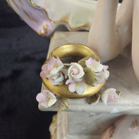 Thumbnail for Antique German Victorian Porcelain Flowerscandle hold Candelabra Lady Gold Gilt11