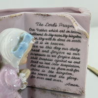 Thumbnail for Vintage Ceramic Angel Praying by Lord’s Prayer Book Pink Planter Gift 5”Figurine2