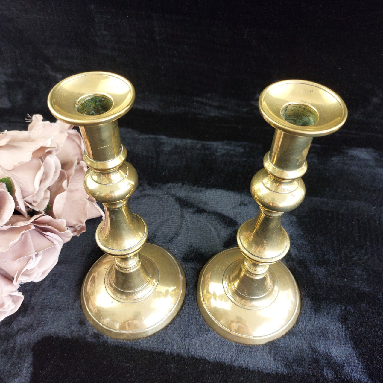 Elegant Design Antique Solid Brass Pair 9.5" Tapered Candlestick Holders 2