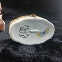 Thumbnail for Porcelaine de France Good Butterfly Trinket Box Oval Hinged 4