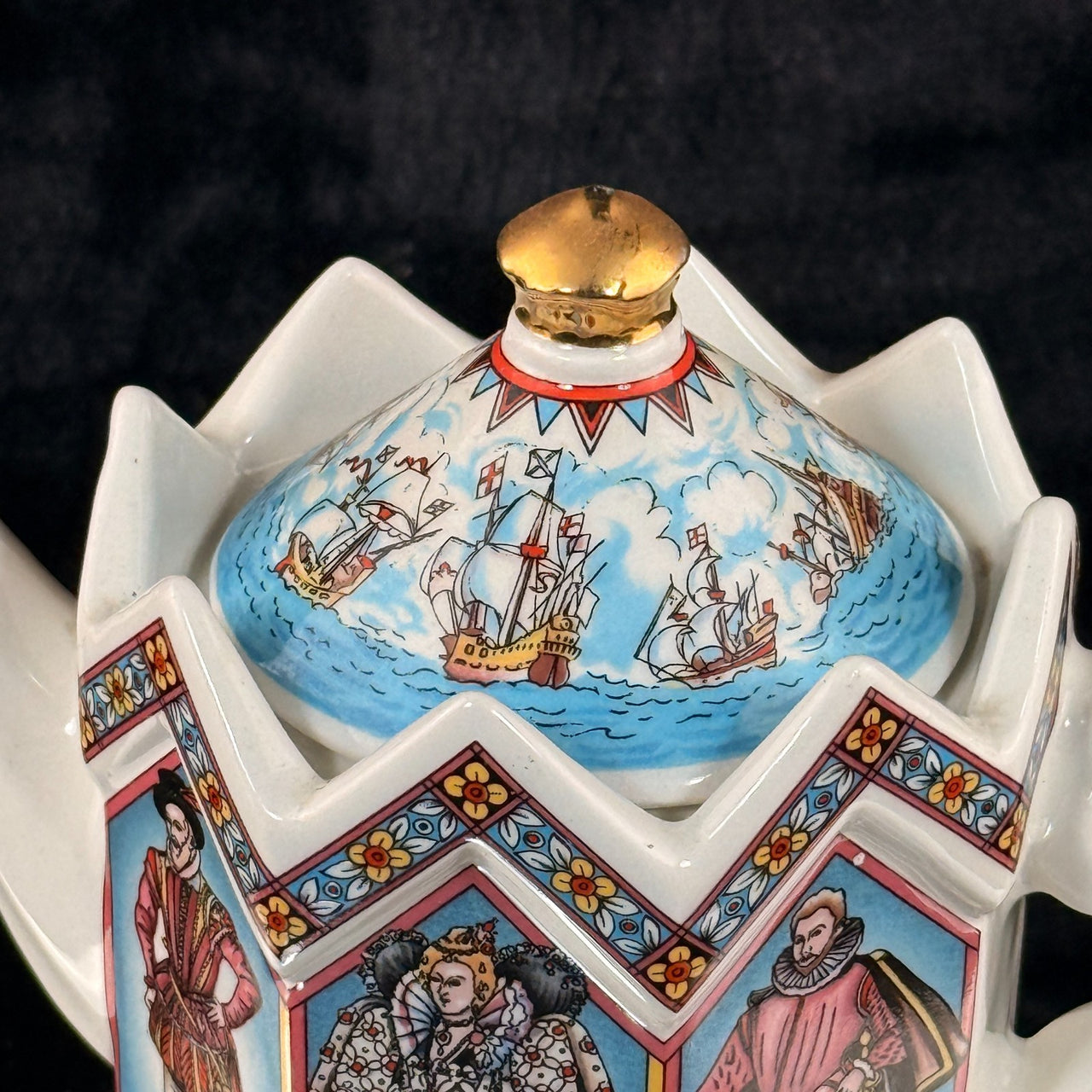 Sadler I Elizabeth Teapot England 1588 Spanish Armada Crown Lid Rare Queen 606g18