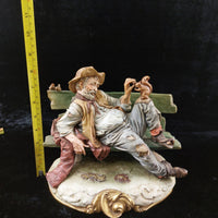 Thumbnail for Original Merli Bruno Figurine Capodimonte Italy old Man on Bench with Squirrel17