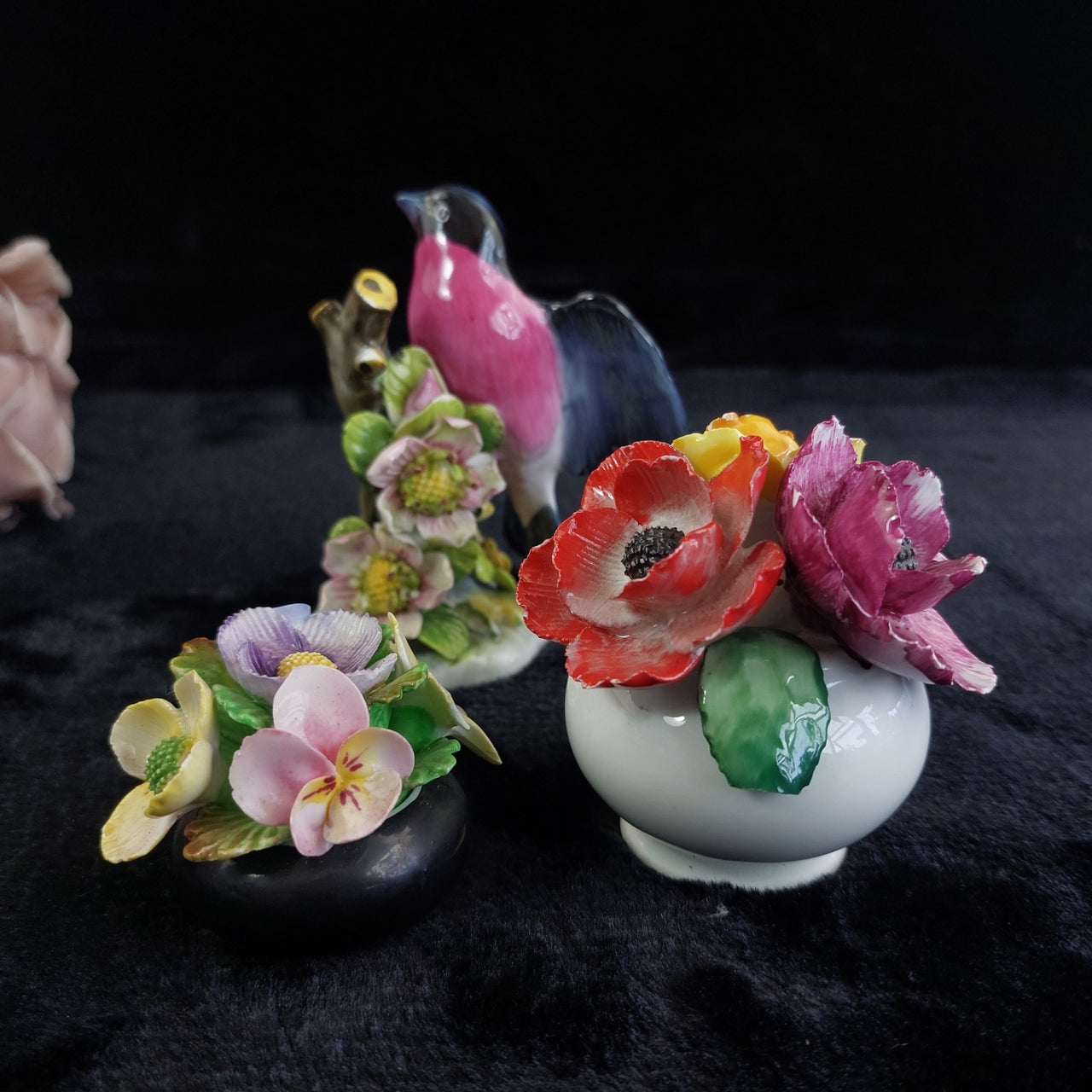 Royal Adderley Bullfinch Floral Figurines Lot – Chips Acceptable England Bone Ch9