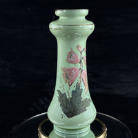 Thumbnail for Milk Antique Glass Vase Pink Bell Flowers 10.5” Green Enamel Gilt bohem decor1