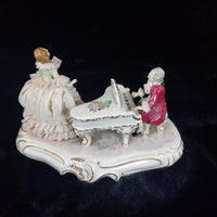 Thumbnail for Dresden UNTERWEISSBACH Girl Singing and Musician Porcelain Lace Figurine Group.8