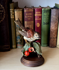 Thumbnail for Giuseppe Armani Sparrow Capodimonte & Cherries Figurine Signed G. 7