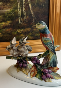 Thumbnail for Stunning Rare Giuseppe Armani Figurine Mother Bird Feeding 3 Chicks Signed Italy14