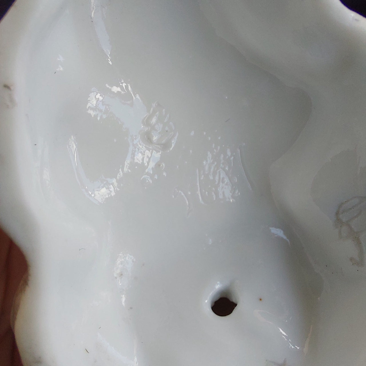 German Porcelain Lady Figurine Holding Mask Flowered Dress Victorian Antique14