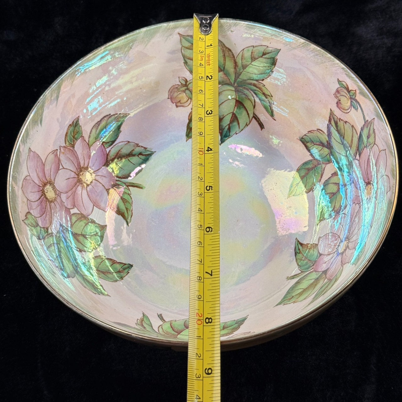 Maling Dahlia Lustre large Bowl Pink Floral England 20cm HandPainted gift6