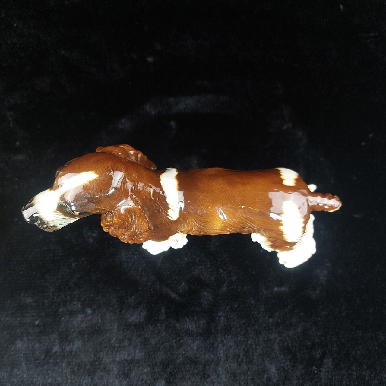 Goebel Spaniel Dog Figurine Porcelain Germany Brown White 9" Vintage Statue 19757
