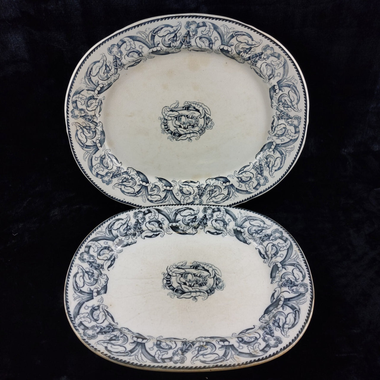 2* Antique large service plates1797-1861 T. Till & Son Wellington Transferware.2