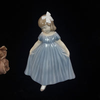 Thumbnail for Very rare Copenhagen Royal Girl Figurine Denmark Blue Dress Bow 2444 xmas gift.1