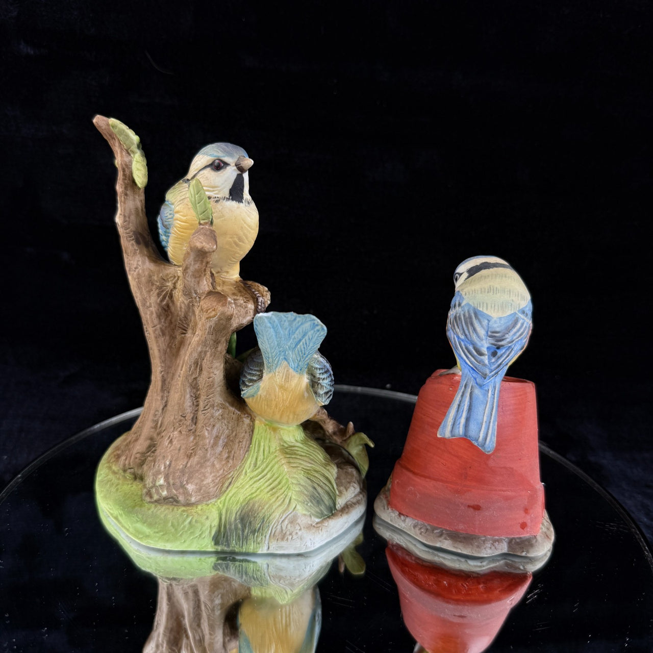 Alfretto Porcelain Tit Blue Bird Figurines Set of 2 Collectors Series 7" Medium.12