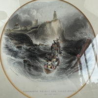 Thumbnail for Rare Antique Engraving Tynemouth Priory Lighthouse StormC. Balmer E. Finden prin4