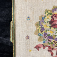 Thumbnail for Floral Framed Needlepoint Tapestry Pink Rose Daisy Bouquet 2015” Wood Frame.2