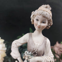 Thumbnail for Giuseppe Armani Figurine Country Girl with Flowers on - Vintage 80s Wooden Base2