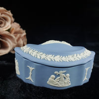 Thumbnail for Wedgwood Jasperware  Blue Oval   Elegant Vintage Collectible Trinket Box 1