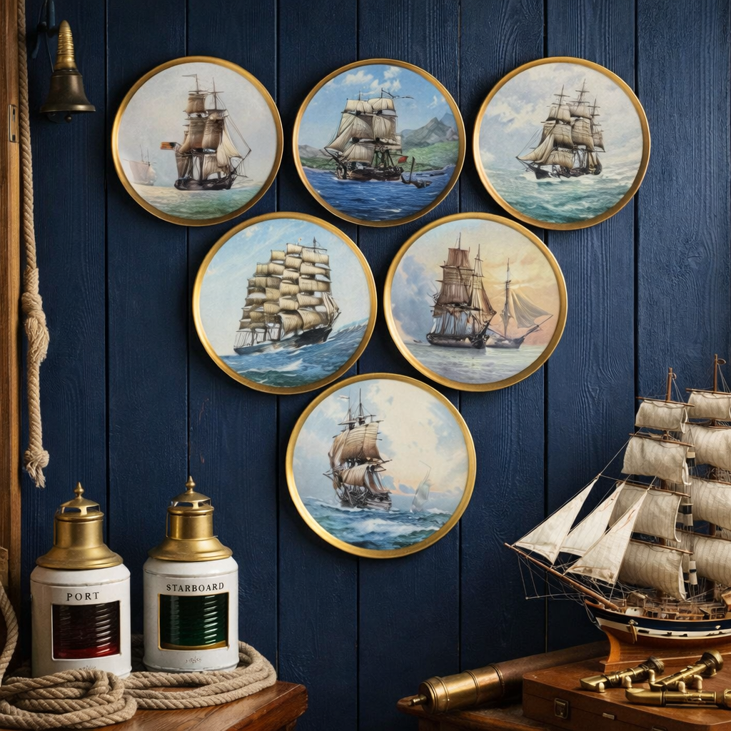 Franklin Mint Great Ships Set of 6 Plates Golden Age of Sail by Derek Gardner0