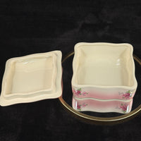 Thumbnail for Blakeney Bone China Square Trinket Box Rose Pink Spray Pattern Stoke-on-Trend5