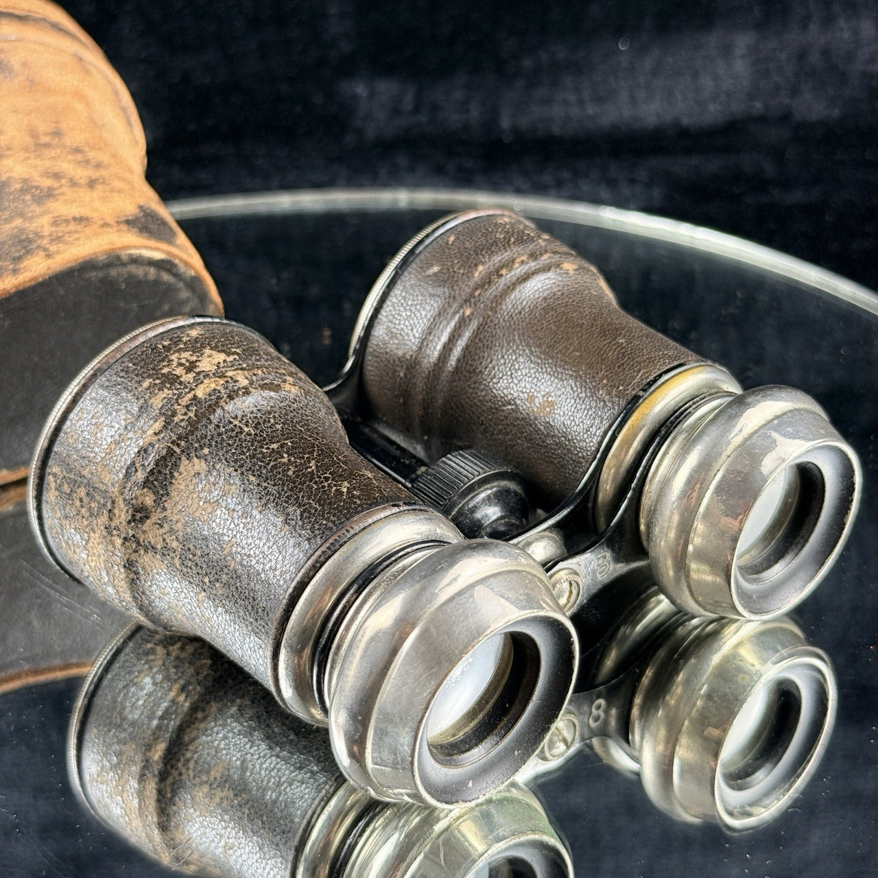 Antique Opera Binoculars Glasses Leather Case Early 1900s home Collectable12