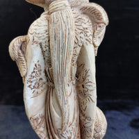 Thumbnail for Asian Woman with Fan and Birds Resin Figurine Ivory Colour Approx 10in Worn12