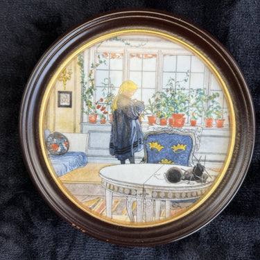 Royal Copenhagen Flowers on the Windowsill framed Porcelain Plate Carl Larsson.1