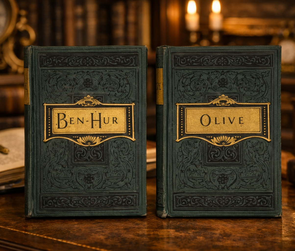 Wallace Ben-Hur & Mulock Olive Gilt Edge Books Antique Book 1903  Good Condition0