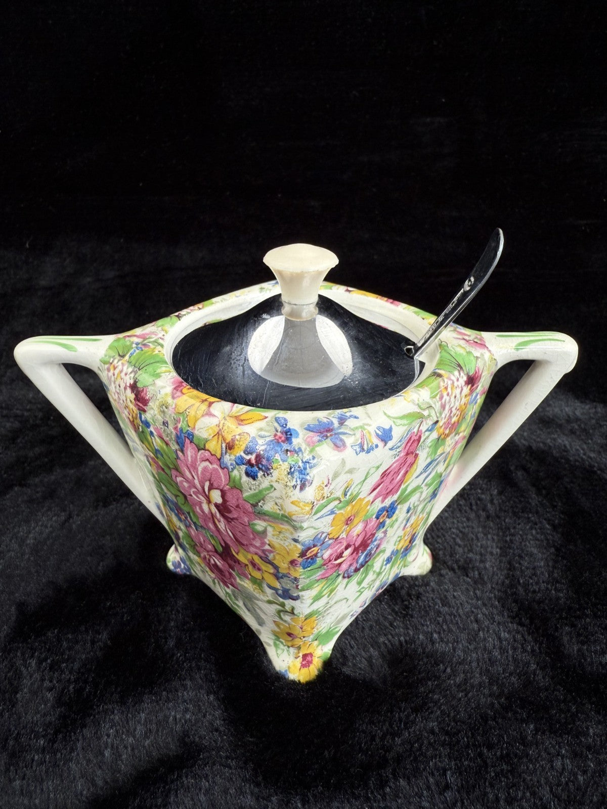 Stunning Midwinter "Brama" Chintz Floral Sugar Bowl with Spoon & Lid Medium10