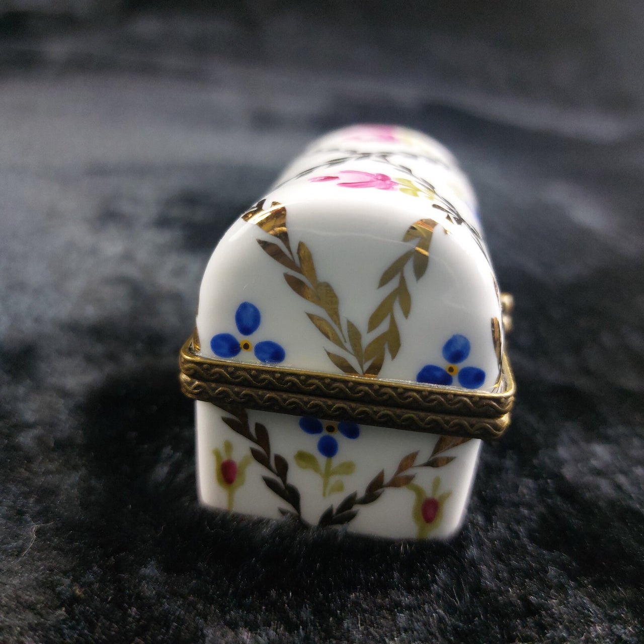 Limoge Style Acceptable Porcelain Trinket Box Floral Hinged Rectangle jewellery9