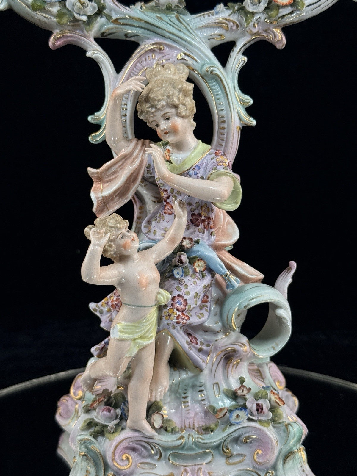 Antique 1800s Sitzendorf Dresden Meissen Sty Porcelain Candelabra Rococo Pic See2