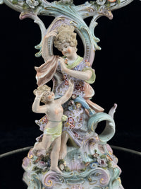 Thumbnail for Antique 1800s Sitzendorf Dresden Meissen Sty Porcelain Candelabra Rococo Pic See2