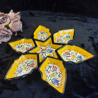 Thumbnail for Ceramic Floral Yellow Star Dish Set – Turkish Style 7-Piece Decorative Handmade0