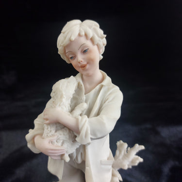 V. Belcari Figurine Boy with Dog Italy Armani Porcelain Sculpture Vintage 8