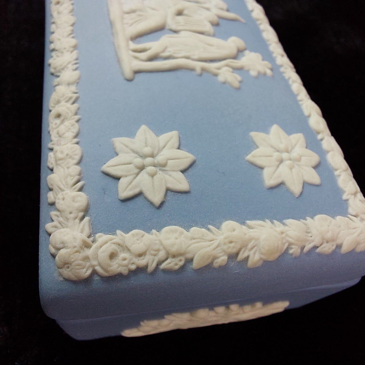 Wedgwood Blue Jasperware - Trinket Box & Plate Set Rectangular Pottery/ Ceramic3