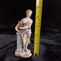 Thumbnail for CHRISTIAN NONNE VOLKSTEDT Figurine Woman With Lyre Victorian Antique Porcelain1