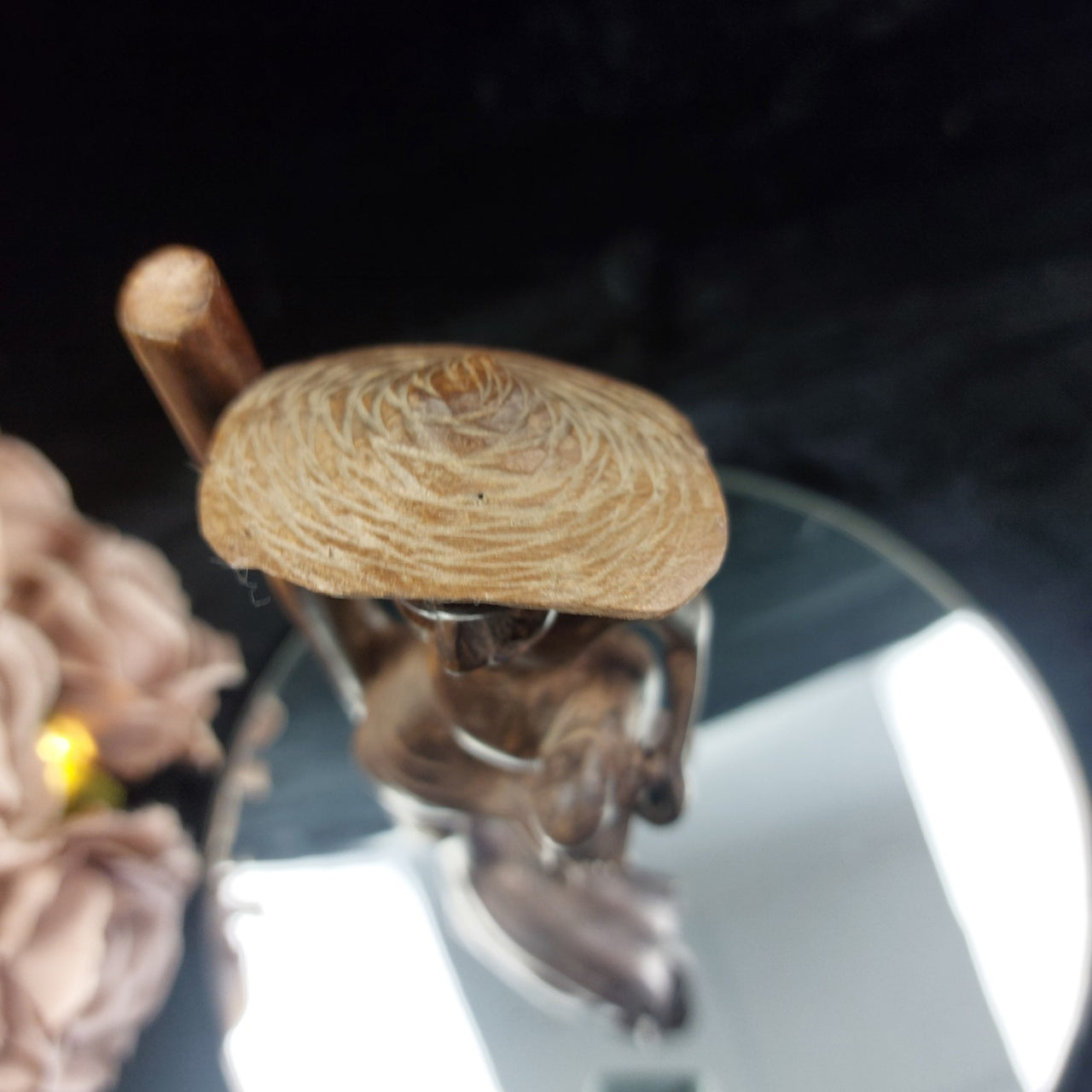 Sri Lankan Wood Statue Acceptable – Stilt Fisherman Sculpture Hat Broken Brown6