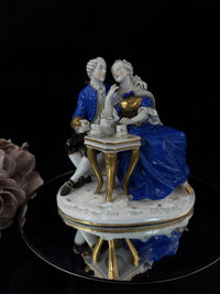 Thumbnail for Antique German Porcelain Figurine: Rococo Couple at Tea, by ScheibeAlsbach 18th6