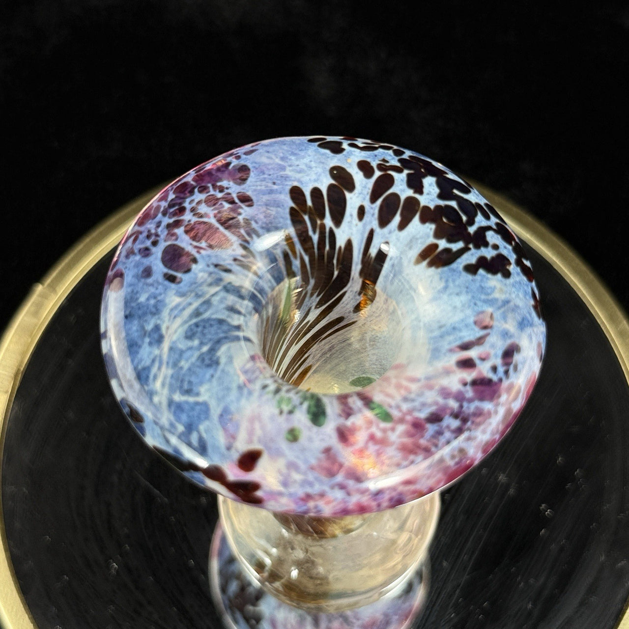 Studio Glass Art Mini Vase Swirled Multicolor Pulled Rim Blown 3.5” ArtGlass2