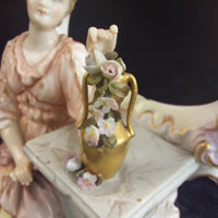 Thumbnail for Porcelain Sitzendorf Candelabra Lady Figurine candle Gold Gilt Antique German4