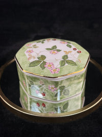 Thumbnail for Wedgwood Wild Strawberry Octagonal Trinket Box Bone China Made in England Gold T8