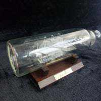 Thumbnail for Santa Glass Maria Ship In Bottle On Wooden Stand Frosted Sails Nautical Handmade4