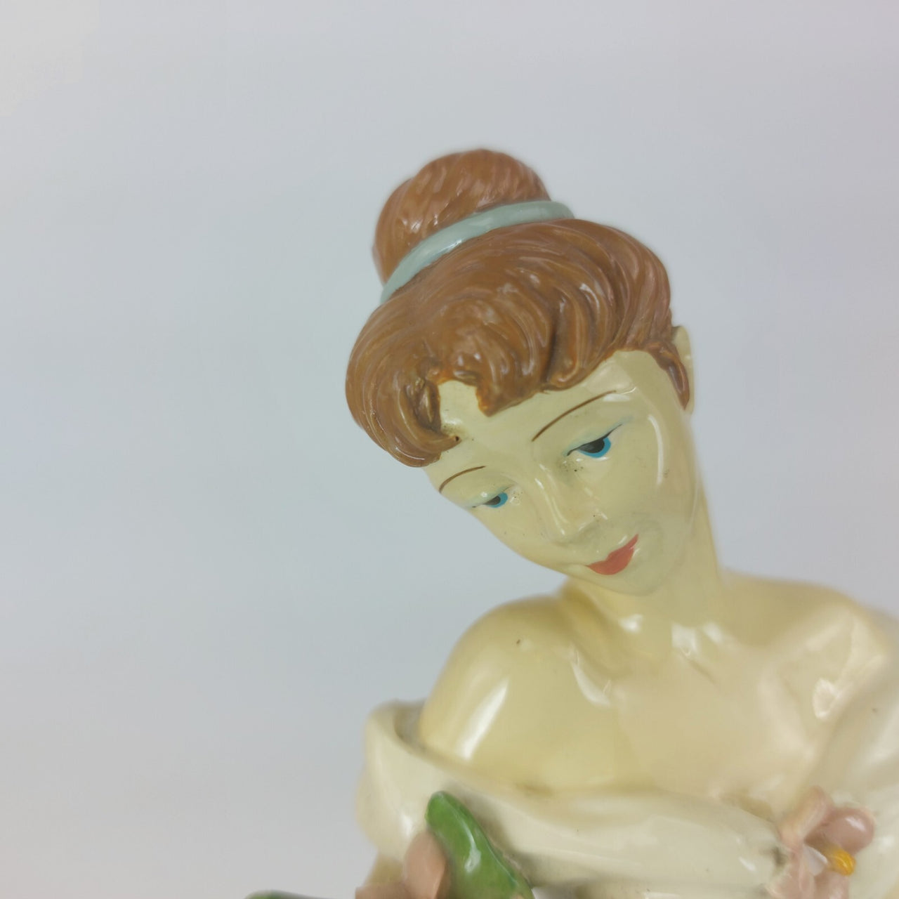 Rare Elegant Vintage Ceramic Figurine,  9" Lady with Flowers 13