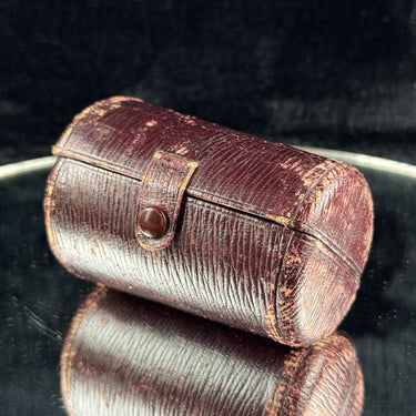 Vintageantique Leather Travel Case Cylindrical Burgundy Snap Closure 1920s deco0