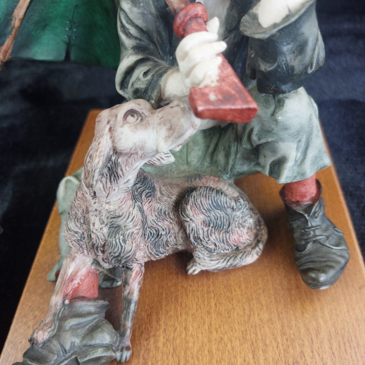 N Capodimonte Boy Dog Figurine Signed A.G. see pics 9.5" bookshelf decor vtg3