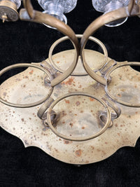 Thumbnail for Antique Brass & Cut Glass Cruet Set Four Bottle Table Castor Stand Marked EPNS.13