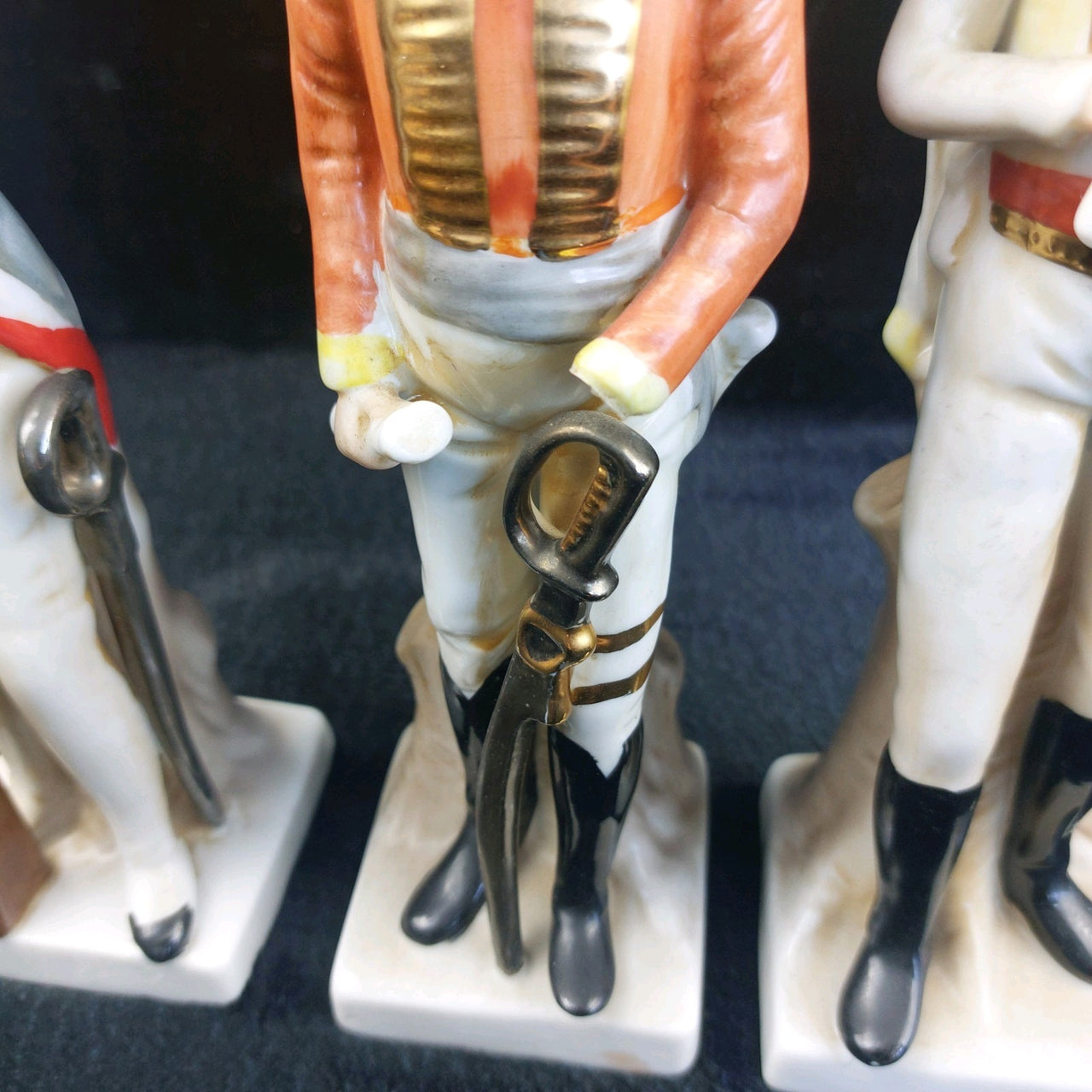 3Napco Military Porcelain Figurines Set Made in Sri Lanka Tall one hand broken8