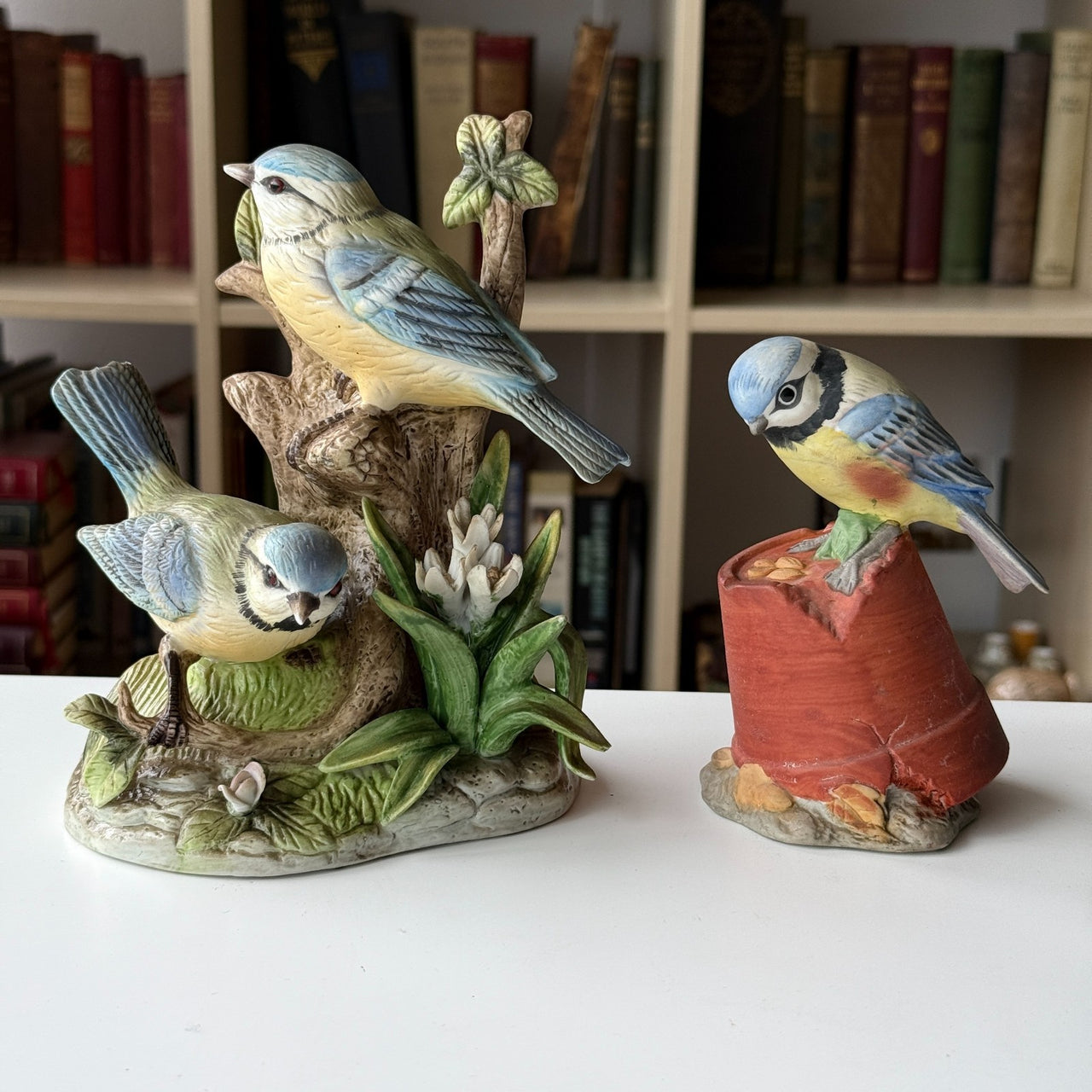 Alfretto Porcelain Tit Blue Bird Figurines Set of 2 Collectors Series 7" Medium.22